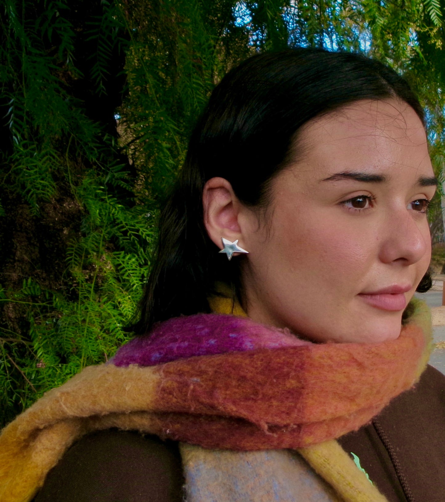 Sterling silver star stud earrings